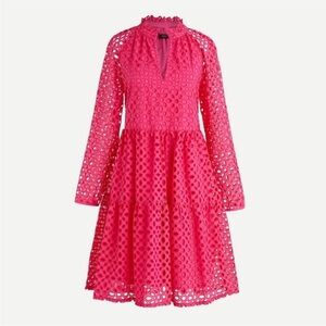 J.Crew Eyelet Pink Long Sleeve Dress